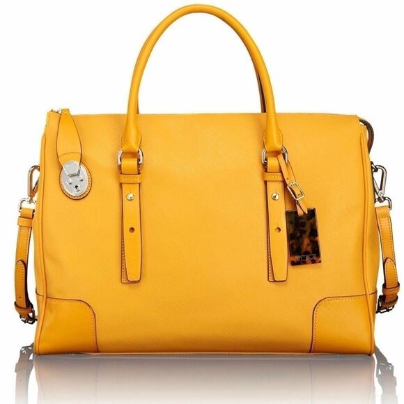 TUMI Villa Lucca City Tote Bag with tortoise tumi logo. - Picture 1 of 6